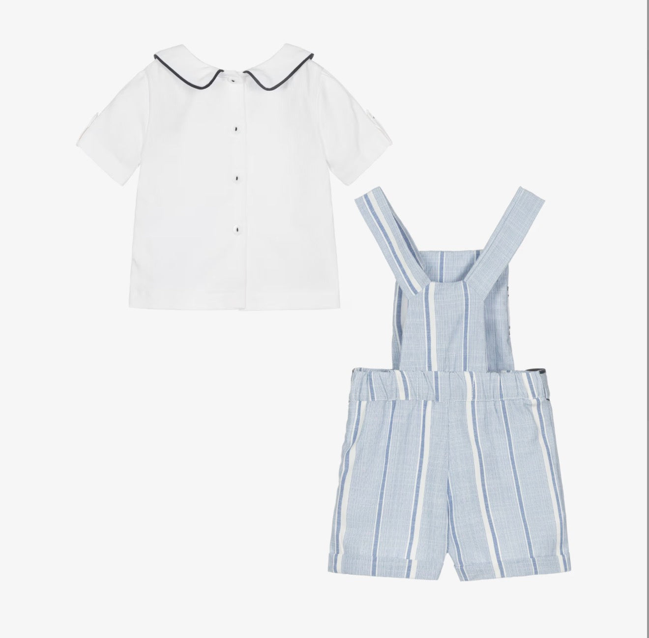 Beau Kid Boys Blue & White Cotton Embroidered Soldiers Dungarees Set