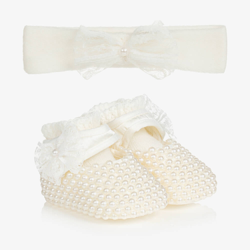 Beau Kid Pearl shoes socks and headband