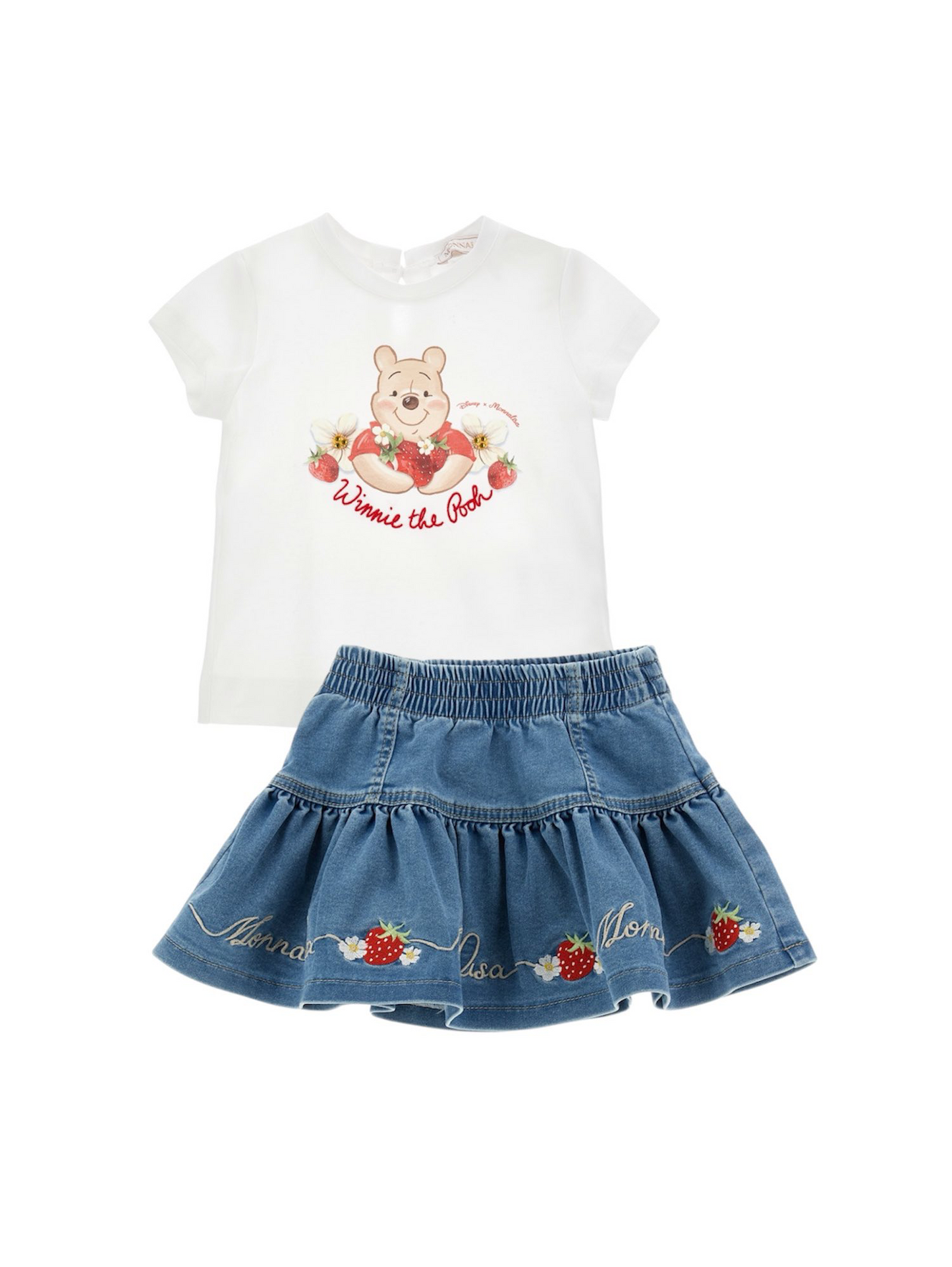 Monnalisa Winnie the Pooh Denim Skirt and Top Set