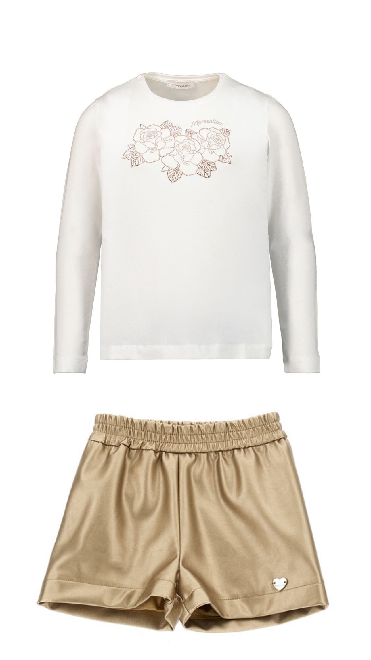 MONNALISA Gold Roses Top and Shorts