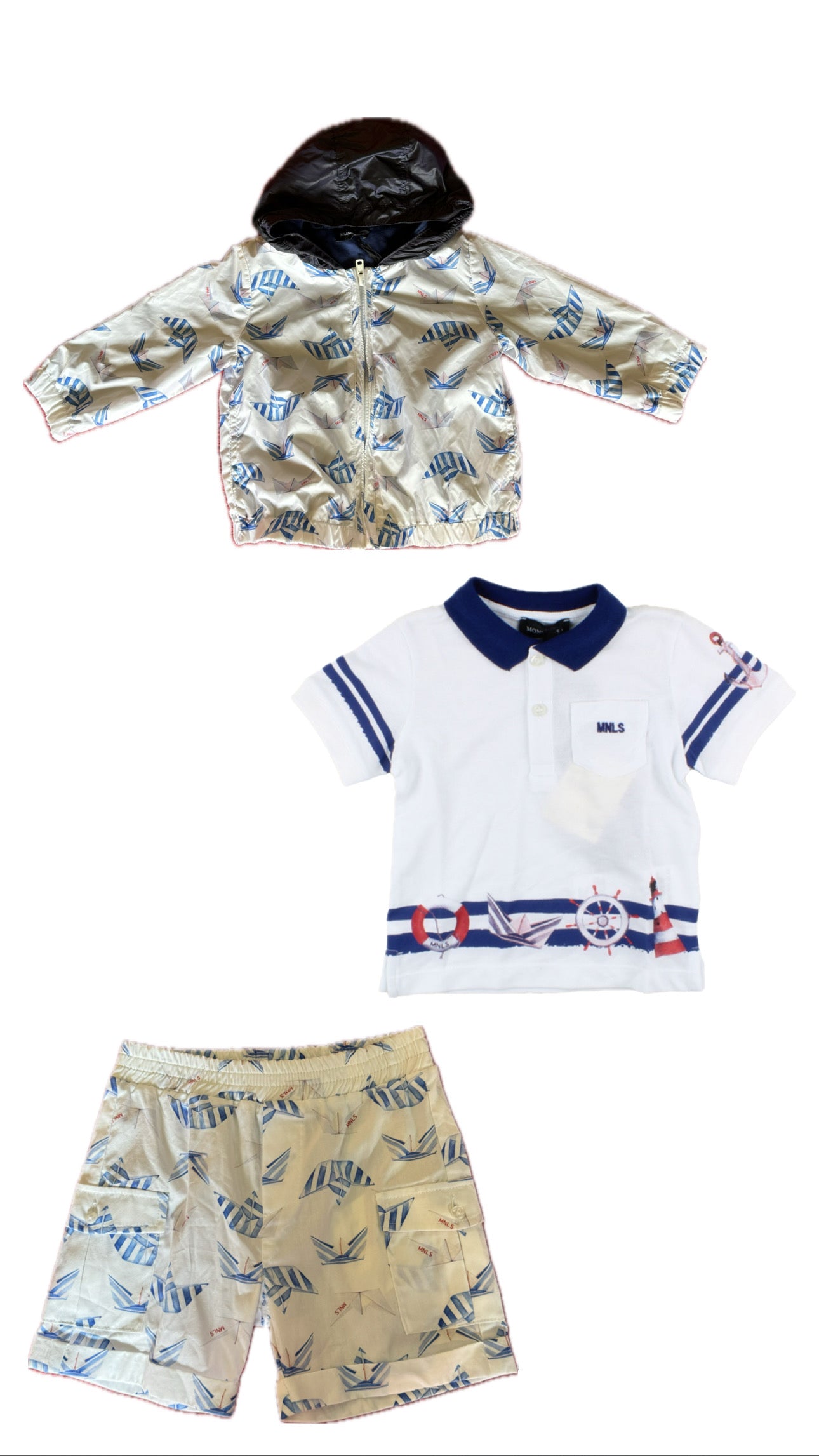 MONNALISA Boys Jacket, Polo and Shorts Set