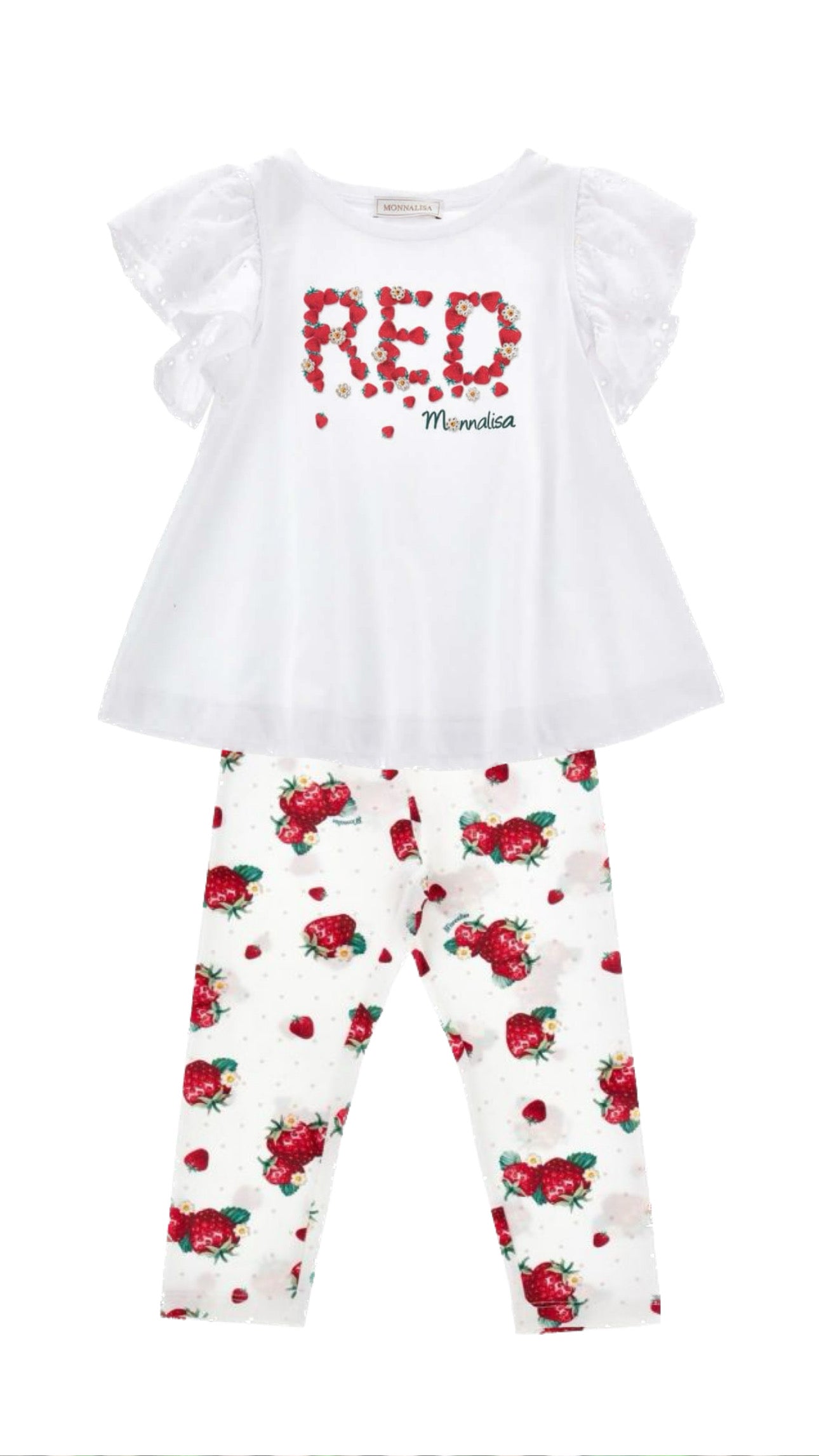 MONNALISA Strawberry Tunic Top and Leggings Set