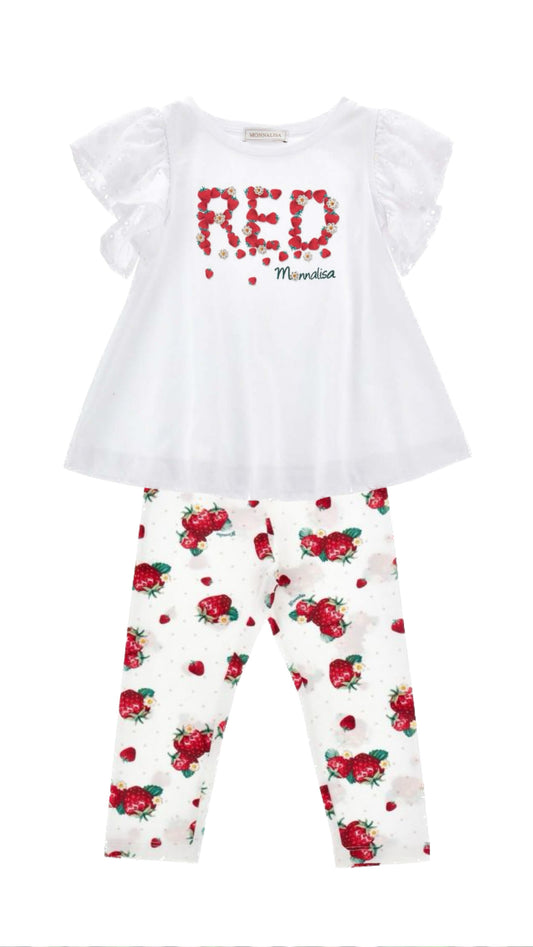 MONNALISA Strawberry Tunic Top and Leggings Set