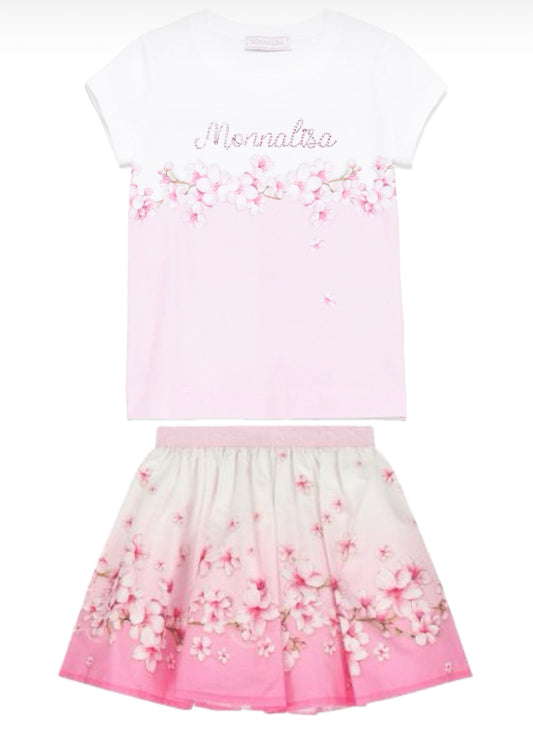 MONNALISA Floral Tshirt and Skirt