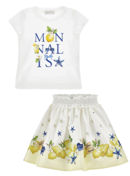Monnalisa Lemon Skirt and Top Set
