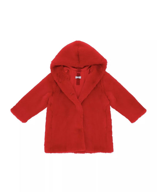 Monnalisa Red Faux Fur Coat