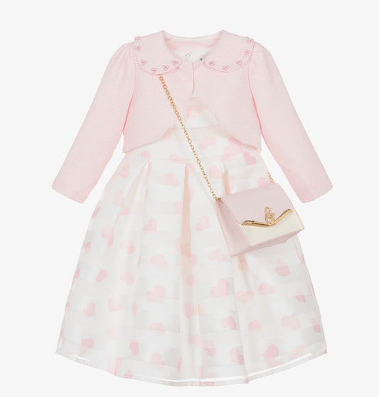 Beau Kid Pink 3 Piece Dress Set