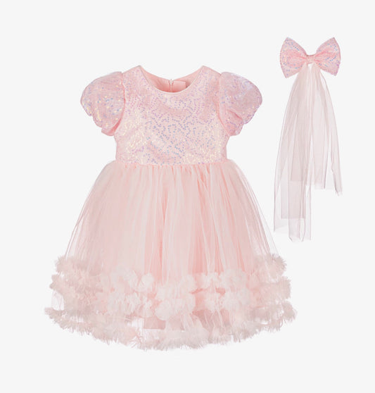 Beau Kid Pink Dress and Hair Clip