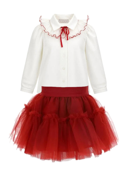 Monnalisa Shirt and Tulle Skirt Set