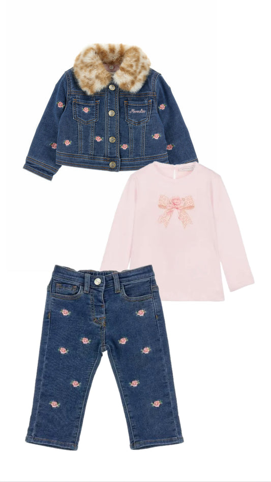 Monnalisa Baby 3 Piece Denim Set