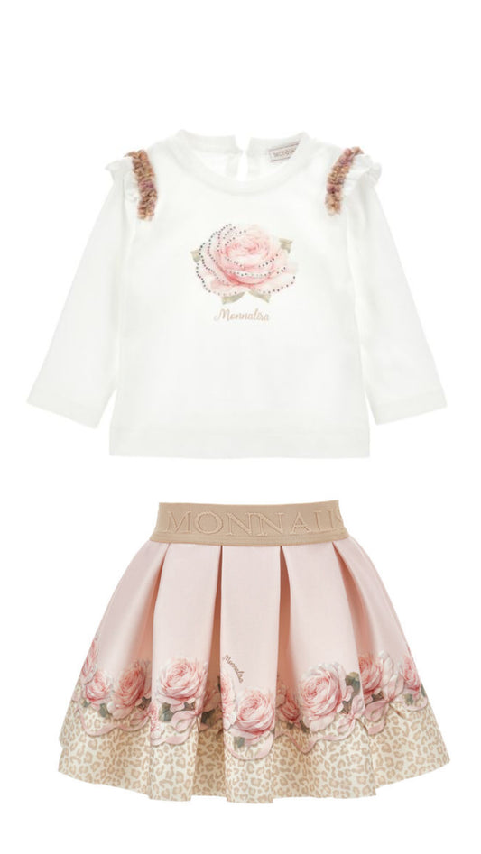 Monnalisa Baby Top and Skirt Set