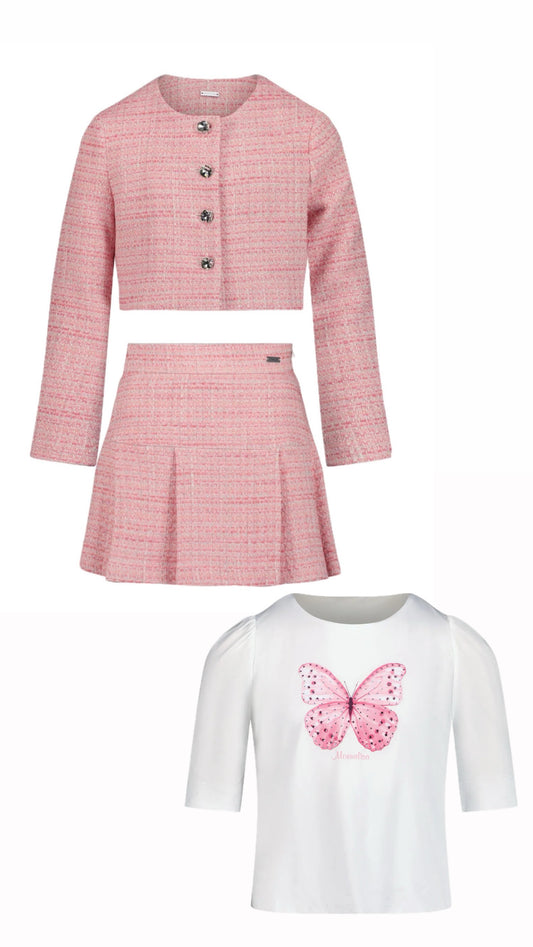 MONNALISA Tweed Skirt Set