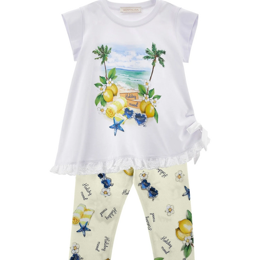 Monnalisa Lemon Tunic and Leggings Set