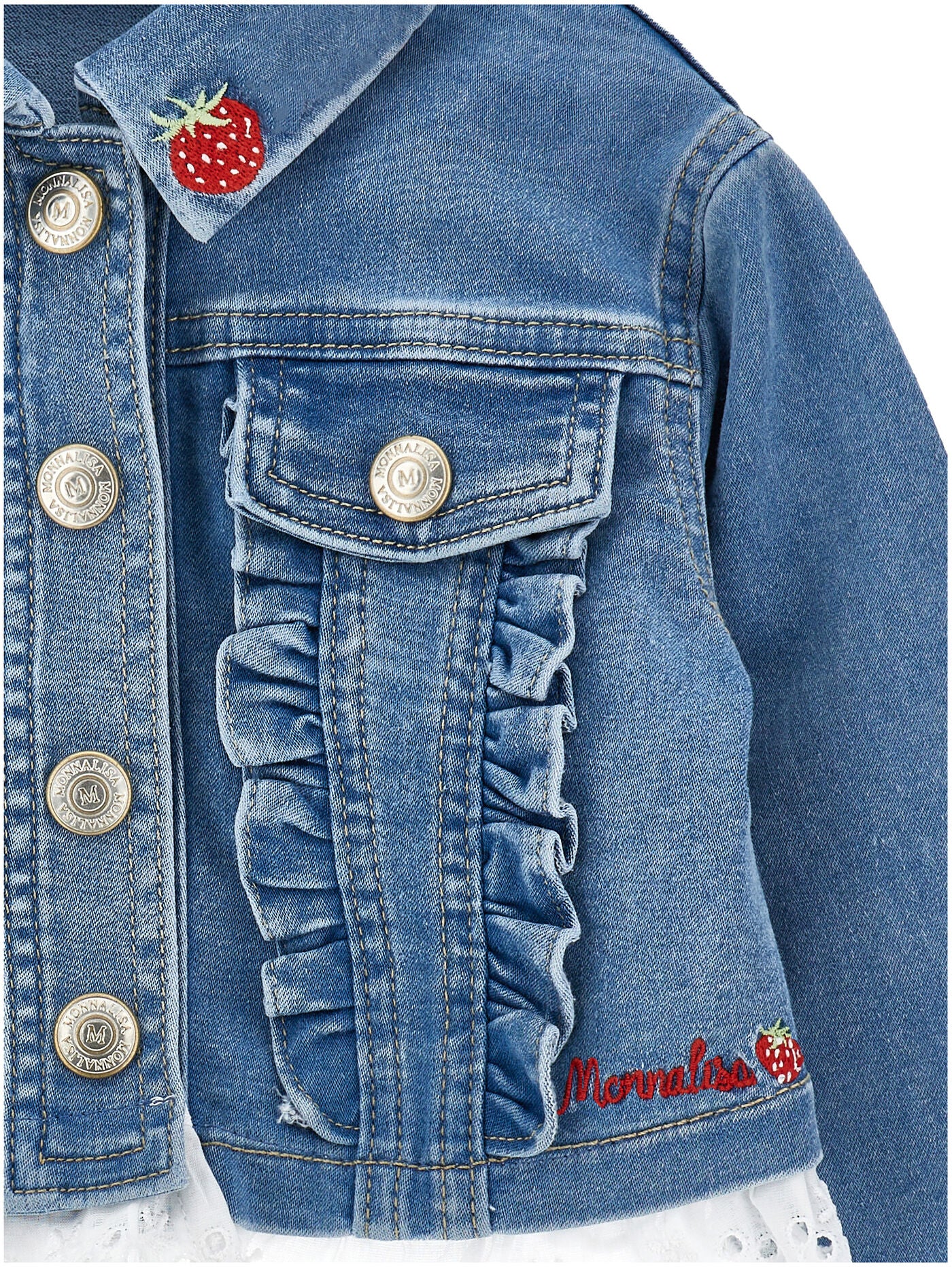 Monnalisa Strawberry Denim Jacket