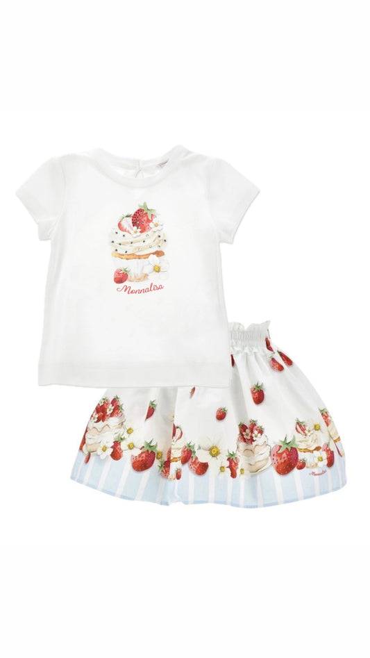 Monnalisa Strawberry Skirt and Top Set