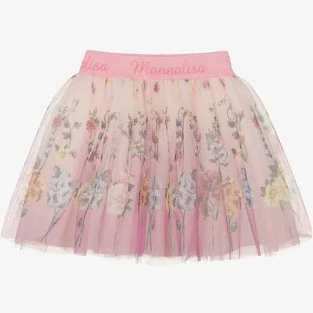 MONNALISA Floral Set Tulle Skirt and matching top