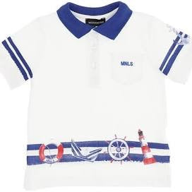 Monnalisa Boys White And Navy Polo